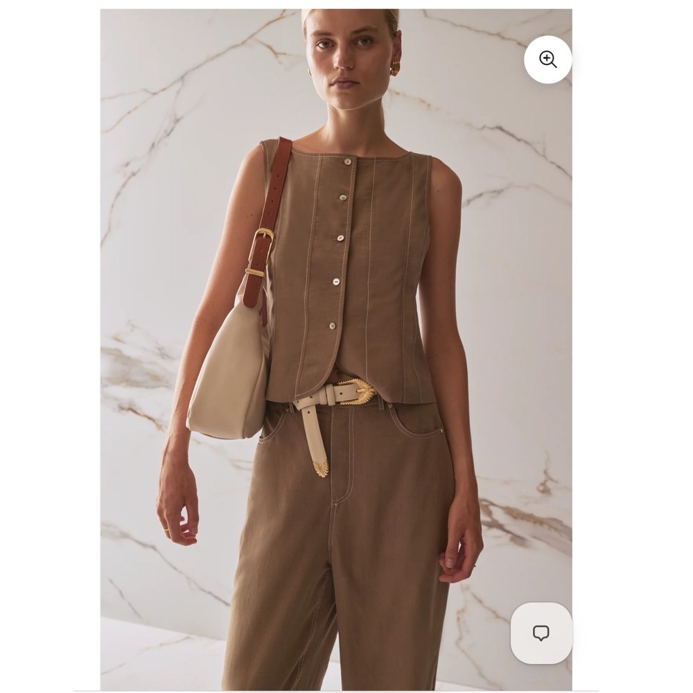 Sancia Klara Tencel Vest Top S Beige Office Workwear